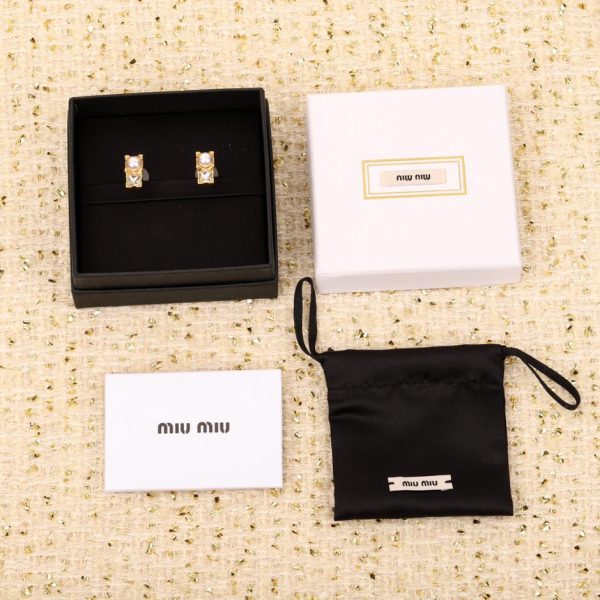 réplica,joyas,joyería,1:1,replica,fake,lujo,barato Miu Miu aretes dobles con cuentas y diamantes