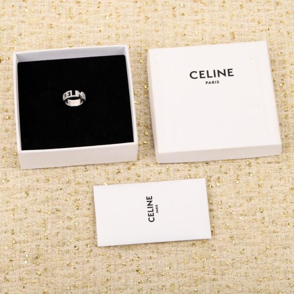 réplica,joyas,joyería,1:1,replica,fake,lujo,barato Anillo Celine con logo de diamantes completo