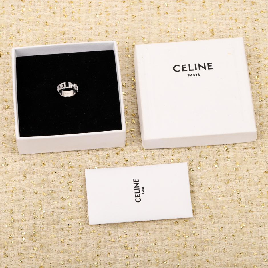 réplica,joyas,joyería,1:1,replica,fake,lujo,barato réplica,joyas,joyería,1:1,replica,fake,lujo,barato Anillo Celine con logo de diamantes completo