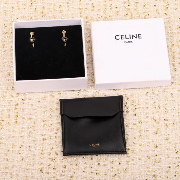 réplica,joyas,joyería,1:1,replica,fake,lujo,barato Pendientes de aro Celine con diamantes