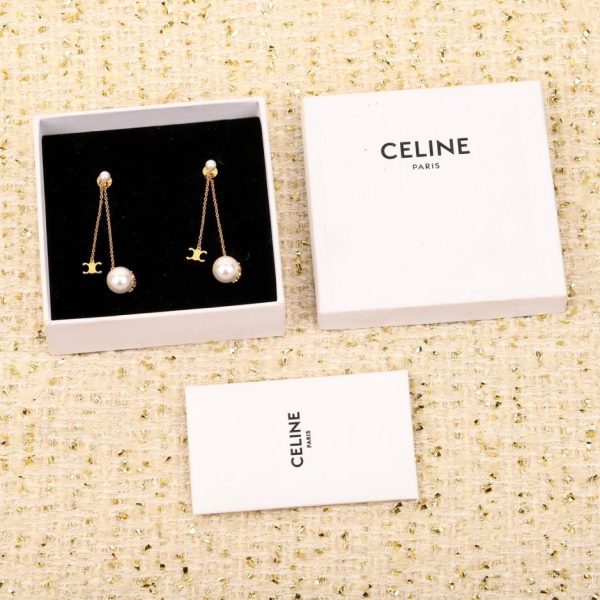 réplica,joyas,joyería,1:1,replica,fake,lujo,barato Pendientes de bolso Celine pequeños de plata y oro