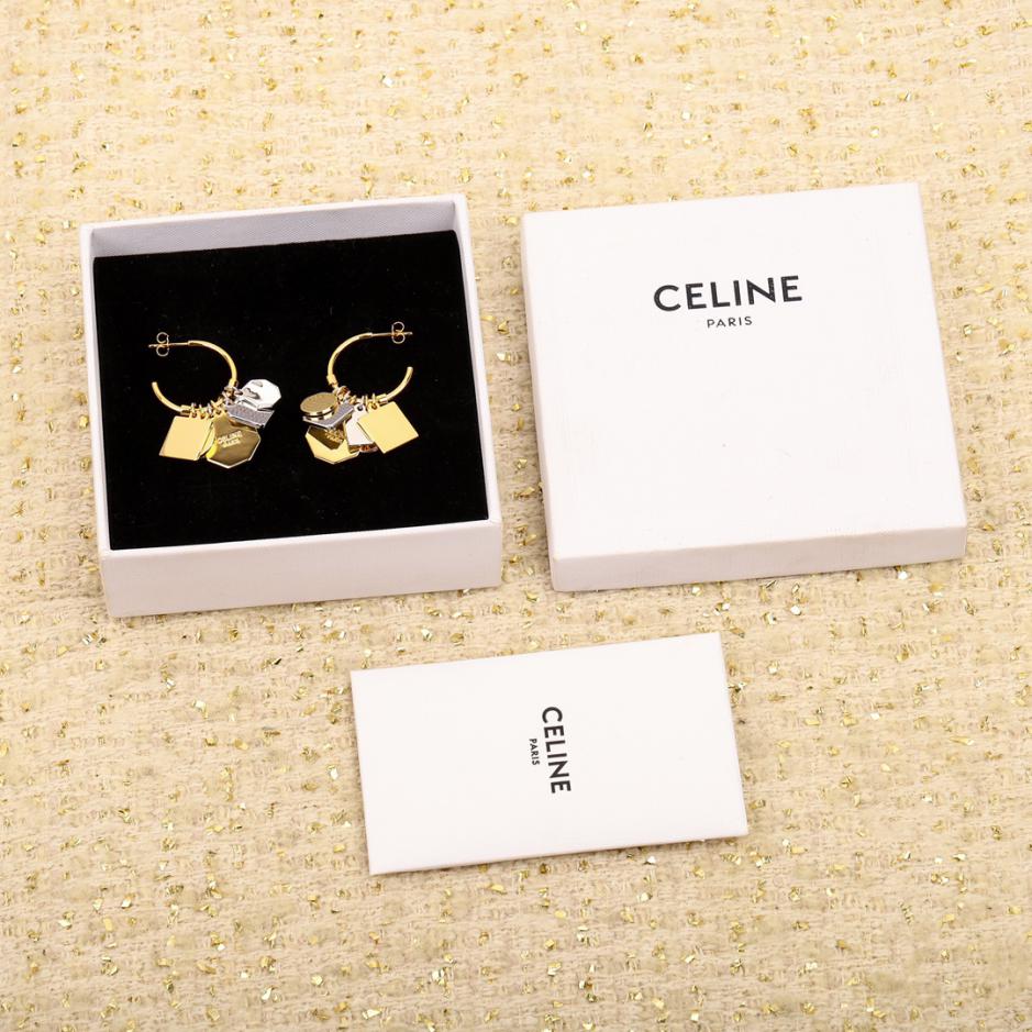réplica,joyas,joyería,1:1,replica,fake,lujo,barato réplica,joyas,joyería,1:1,replica,fake,lujo,barato Pendientes Celine multigeométricos de oro y plata