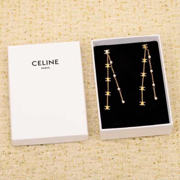 réplica,joyas,joyería,1:1,replica,fake,lujo,barato Pendientes de perlas Celine Arco de Triunfo