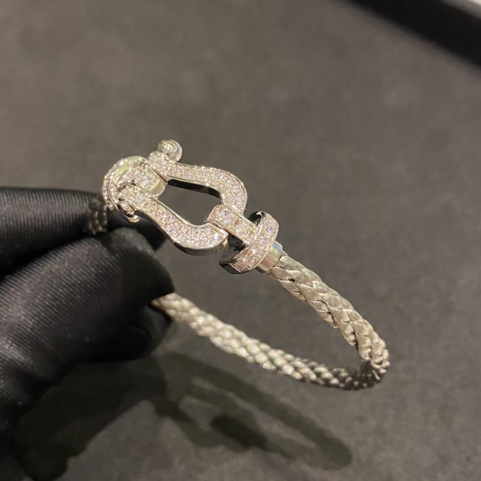 réplica,joyas,joyería,1:1,replica,fake,lujo,barato Pulsera Fred grande de plata con diamantes.