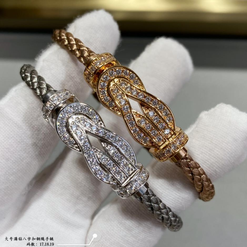 réplica,joyas,joyería,1:1,replica,fake,lujo,barato Pulsera Fred grande de cuerda de acero con hebilla figurada en forma de diamante