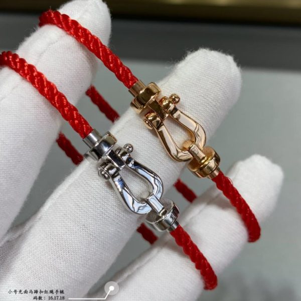 réplica,joyas,joyería,1:1,replica,fake,lujo,barato Pulsera Fred pequeña de cuerda roja con hebilla de herradura y diamantes