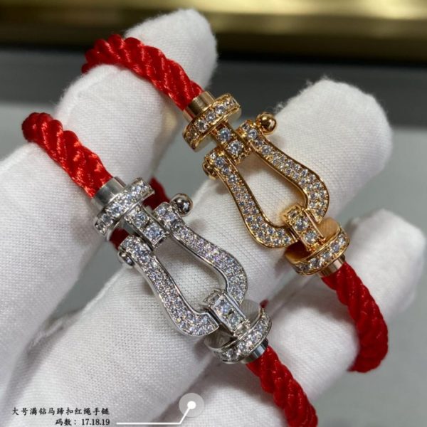 réplica,joyas,joyería,1:1,replica,fake,lujo,barato Pulsera Fred grande de cuerda roja con hebilla figurada en forma de rombo