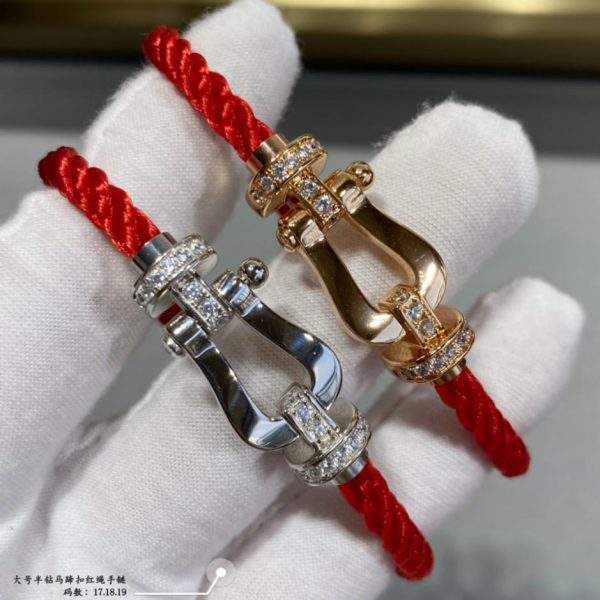 réplica,joyas,joyería,1:1,replica,fake,lujo,barato Pulsera Fred grande de cuerda roja con hebilla de herradura brillante