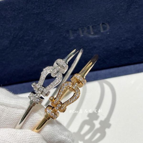réplica,joyas,joyería,1:1,replica,fake,lujo,barato Pulsera Fred grande de cuerda roja con hebilla de herradura y medio diamante