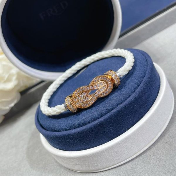 réplica,joyas,joyería,1:1,replica,fake,lujo,barato Pulsera Fred pequeña de cuerda blanca con forma de herradura brillante