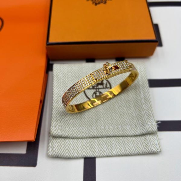 réplica,joyas,joyería,1:1,replica,fake,lujo,barato Pulsera Hermes Kelly Modelo completo de diamantes actualizado