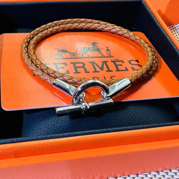 réplica,joyas,joyería,1:1,replica,fake,lujo,barato Hermes nueva pulsera de cuero de doble capa con hebilla de nariz de cerdo