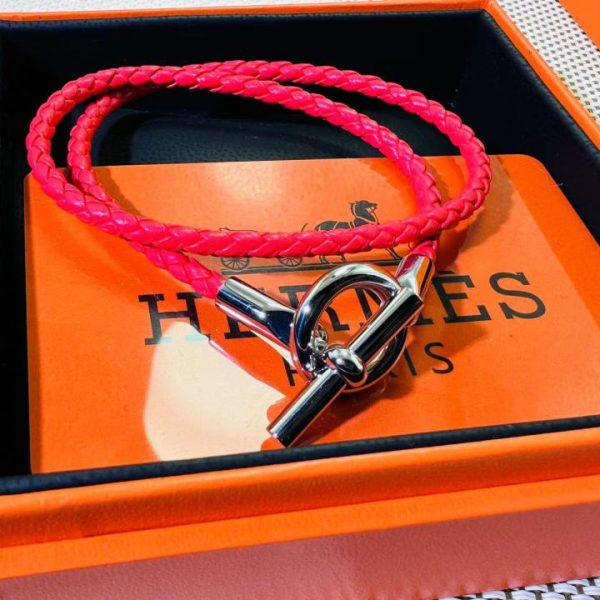 réplica,joyas,joyería,1:1,replica,fake,lujo,barato Hermes nueva pulsera de cuero de doble capa con hebilla de nariz de cerdo