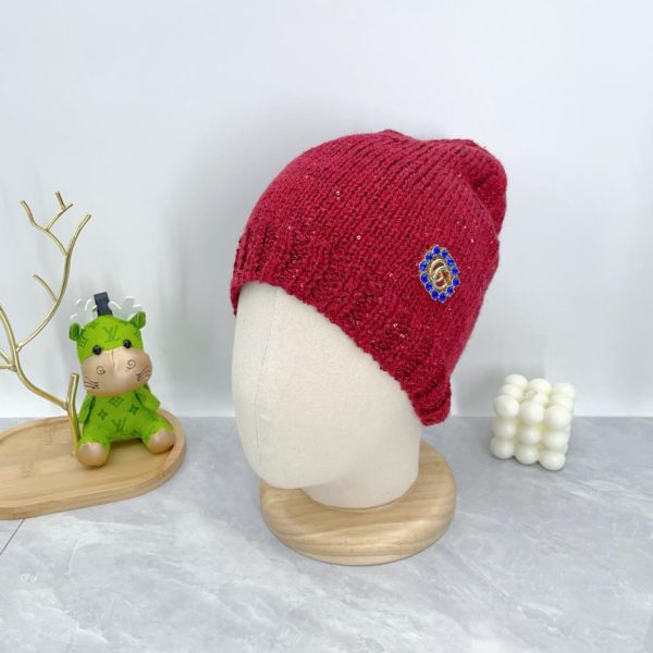 réplica,joyas,joyería,1:1,replica,fake,lujo,barato GUCCI gorro de punto con logo bordado y lentejuelas