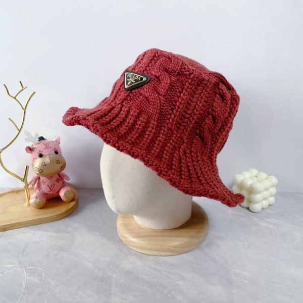 réplica,joyas,joyería,1:1,replica,fake,lujo,barato PRADA nuevo sombrero de cubo tejido de lana de otoño e invierno