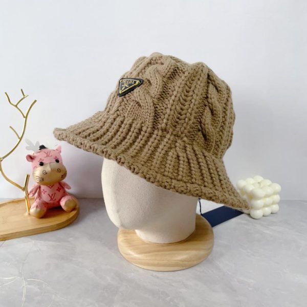 réplica,joyas,joyería,1:1,replica,fake,lujo,barato PRADA nuevo sombrero de cubo tejido de lana de otoño e invierno