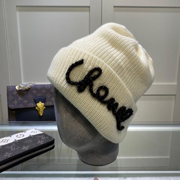 réplica,joyas,joyería,1:1,replica,fake,lujo,barato Gorro Chanel de lana perlada otoño e invierno.