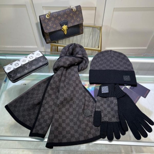 réplica,joyas,joyería,1:1,replica,fake,lujo,barato Louis Vuitton [Conjunto de tres piezas de traje de lana, gorro, bufanda y guantes]