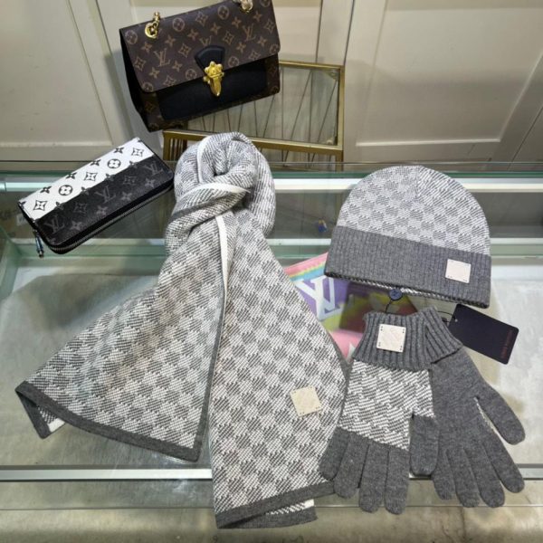 réplica,joyas,joyería,1:1,replica,fake,lujo,barato Louis Vuitton [Conjunto de tres piezas de traje de lana, gorro, bufanda y guantes]