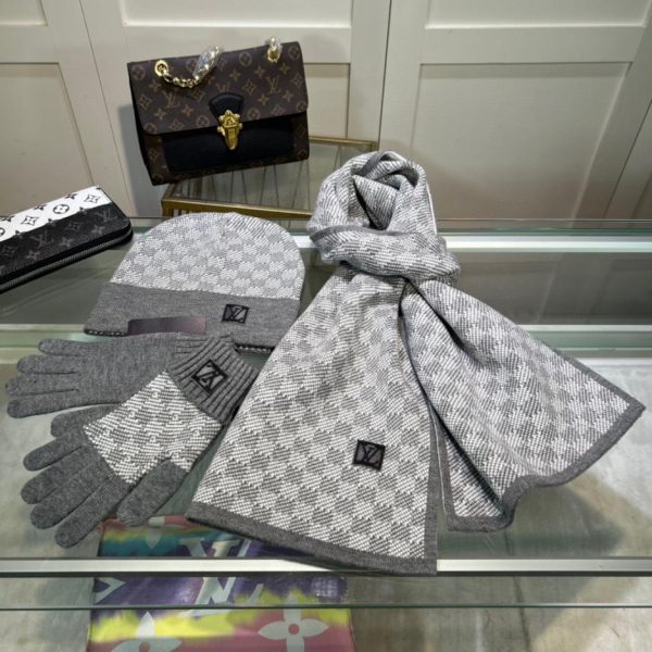 réplica,joyas,joyería,1:1,replica,fake,lujo,barato Louis Vuitton [Conjunto de tres piezas de traje de lana, gorro, bufanda y guantes]