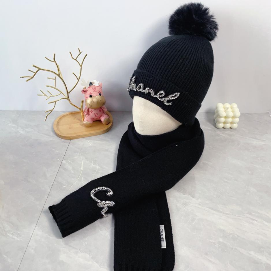 réplica,joyas,joyería,1:1,replica,fake,lujo,barato réplica,joyas,joyería,1:1,replica,fake,lujo,barato Gorro Chanel de dos piezas de lana