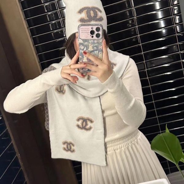 réplica,joyas,joyería,1:1,replica,fake,lujo,barato Chanel nuevo conjunto de gorro y bufanda.