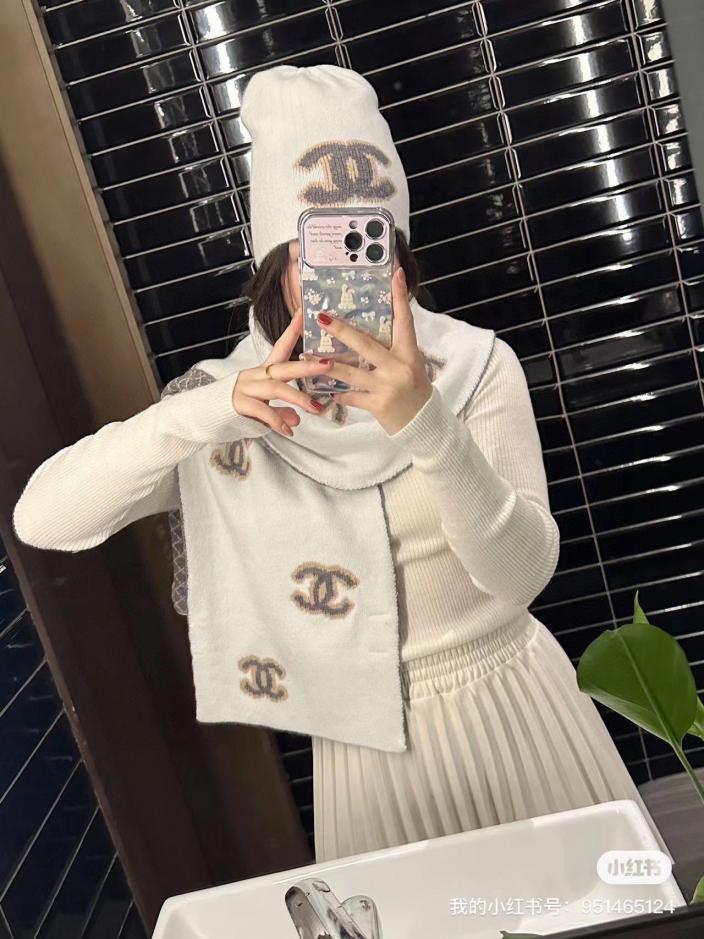 réplica,joyas,joyería,1:1,replica,fake,lujo,barato réplica,joyas,joyería,1:1,replica,fake,lujo,barato Chanel nuevo conjunto de gorro y bufanda.