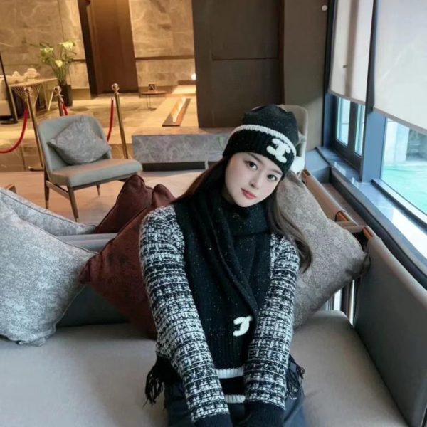 réplica,joyas,joyería,1:1,replica,fake,lujo,barato Chanel nuevo conjunto de gorro y bufanda.