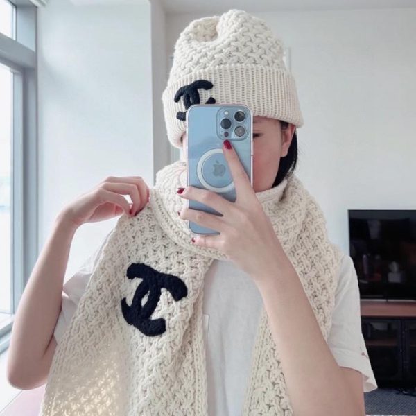 réplica,joyas,joyería,1:1,replica,fake,lujo,barato Chanel nuevo conjunto de gorro y bufanda.