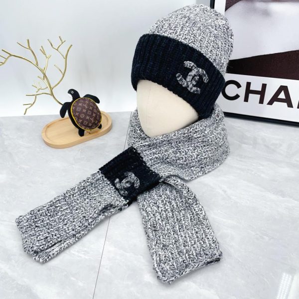 réplica,joyas,joyería,1:1,replica,fake,lujo,barato Chanel nuevo conjunto de gorro y bufanda.