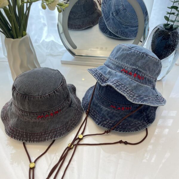 réplica,joyas,joyería,1:1,replica,fake,lujo,barato MARNI sombrero de pescador vaquero nuevo lavado de otoño para hombre y mujer