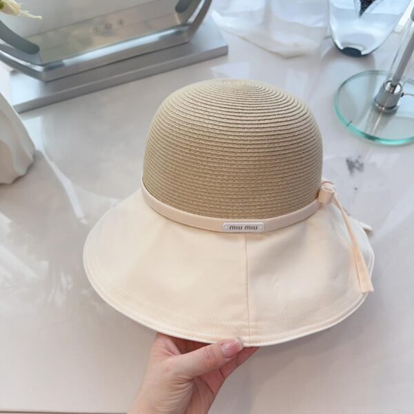 réplica,joyas,joyería,1:1,replica,fake,lujo,barato MiuMiu primavera y verano nuevo estilo sombrero de pescador de paja con lazo