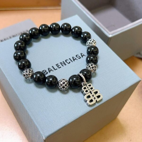 réplica,joyas,joyería,1:1,replica,fake,lujo,barato Pulsera Balenciaga de ágata negra natural para hombre y mujer (EFF0)