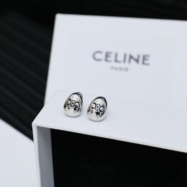 réplica,joyas,joyería,1:1,replica,fake,lujo,barato Pendientes Celine Arc de Triomphe nuevos pequeños con forma de frijol dorado (385E)