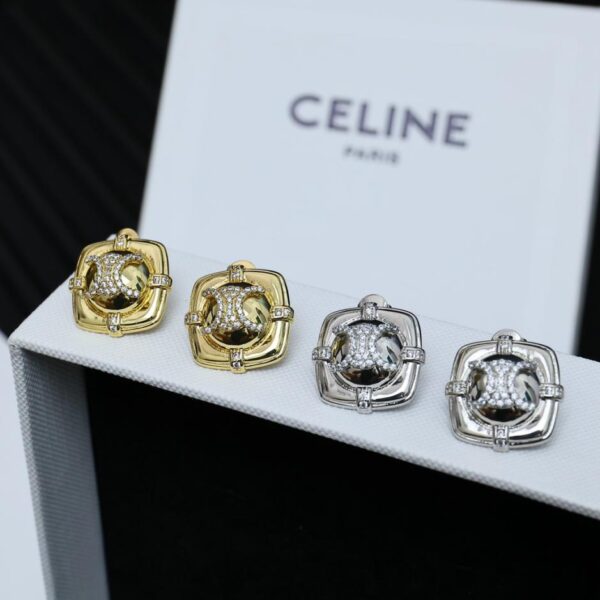réplica,joyas,joyería,1:1,replica,fake,lujo,barato Aretes con letras cuadradas y diamantes de Celine Arc de Triomphe (2439)