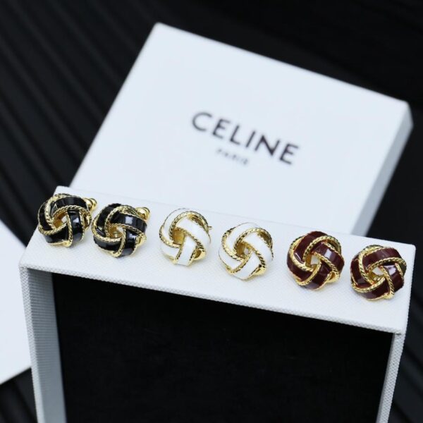 réplica,joyas,joyería,1:1,replica,fake,lujo,barato Pendientes de esmalte con nudo concéntrico Celine Arc de Triomphe (D9CD)