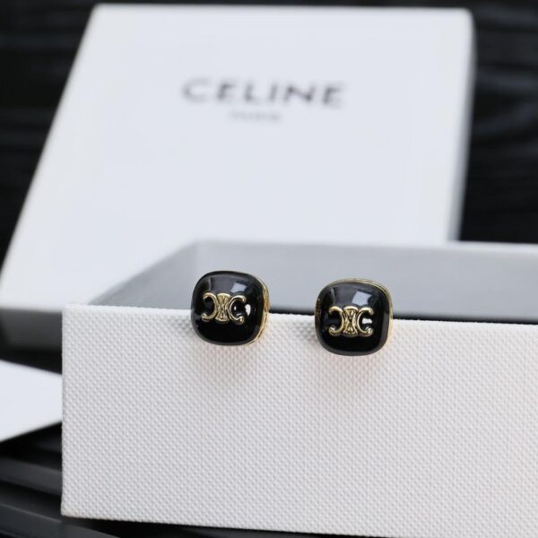 réplica,joyas,joyería,1:1,replica,fake,lujo,barato Celine Arc de Triomphe nuevos pendientes cuadrados esmaltados con diamantes (A995)