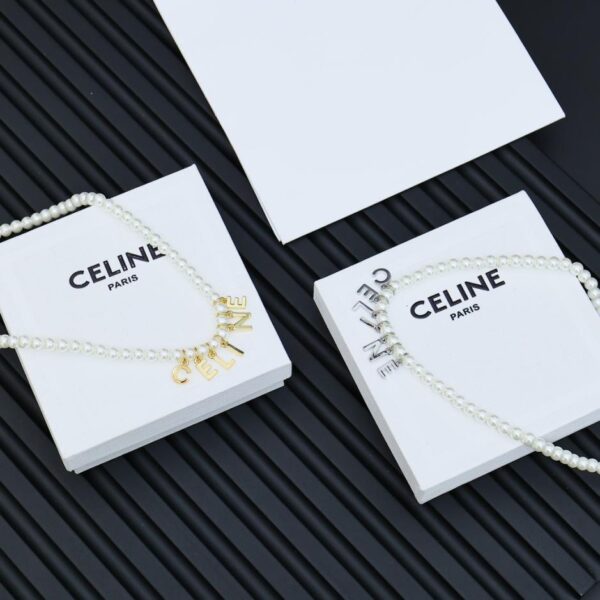 réplica,joyas,joyería,1:1,replica,fake,lujo,barato Collar clásico de perlas con letras Arco de Triunfo de Celine (91D0)
