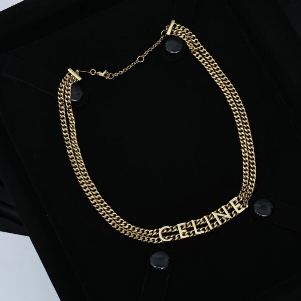 réplica,joyas,joyería,1:1,replica,fake,lujo,barato Collar Celine Arc de Triomphe de oro con dos letras (0AF4)
