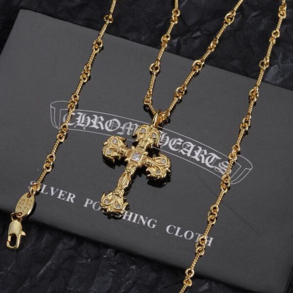 réplica,joyas,joyería,1:1,replica,fake,lujo,barato [Calidad de mostrador] Collar retro clásico de corazones cromados con colgante de doble anillo (9C8E)