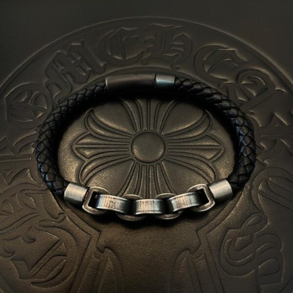 réplica,joyas,joyería,1:1,replica,fake,lujo,barato [Calidad de contador] Chrome Hearts pulsera de cuerda de cuero nueva (A6AF)