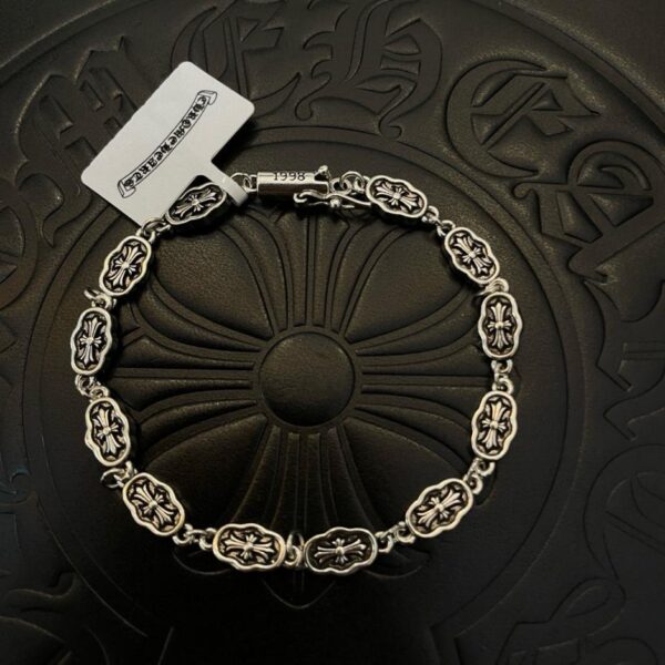 réplica,joyas,joyería,1:1,replica,fake,lujo,barato [Calidad de mostrador] Pulsera cruzada retro clásica nueva con corazones cromados (DE81)
