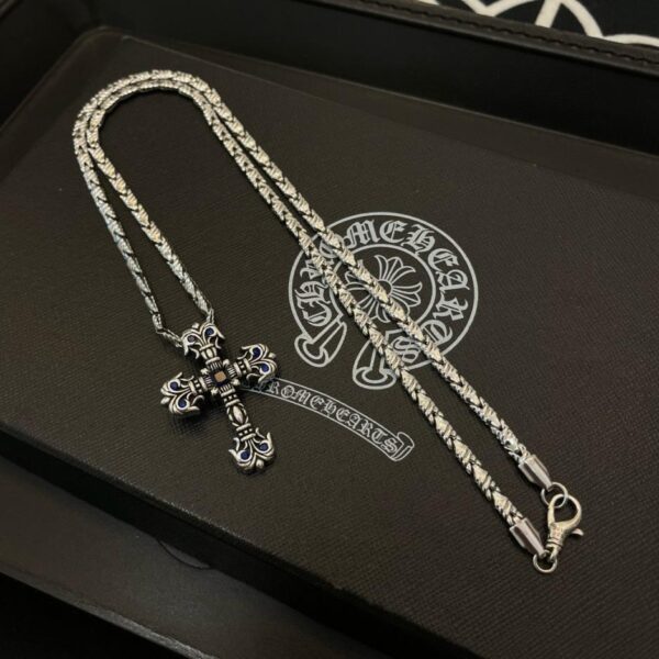 réplica,joyas,joyería,1:1,replica,fake,lujo,barato [Calidad de mostrador] Chrome Hearts nuevo collar de bambú retro clásico colgante de tres anillos (0F06)