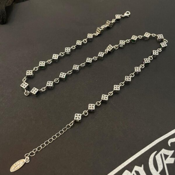 réplica,joyas,joyería,1:1,replica,fake,lujo,barato Collar de diamantes de colores con dados cruzados retro clásicos de Chrome Hearts (B32B)