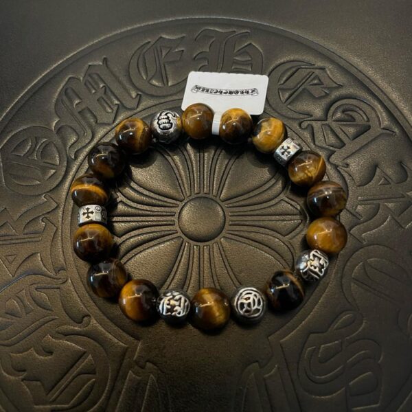 réplica,joyas,joyería,1:1,replica,fake,lujo,barato [Calidad de mostrador] Pulsera de ojo de tigre retro clásica nueva con corazones cromados (5C9A)