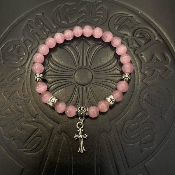 réplica,joyas,joyería,1:1,replica,fake,lujo,barato [Calidad de contador] Pulsera de ojo de gato rosa retro clásica nueva con corazones cromados (1687)