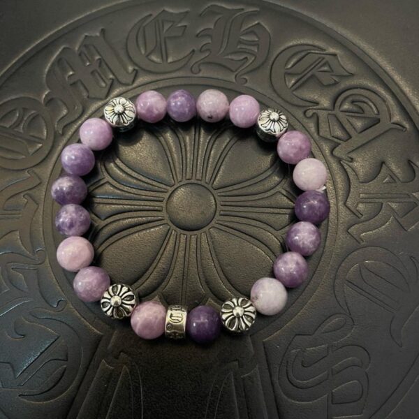 réplica,joyas,joyería,1:1,replica,fake,lujo,barato [Calidad de mostrador] Pulsera de amatista retro clásica nueva con corazones cromados (4062)
