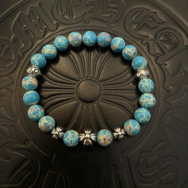 réplica,joyas,joyería,1:1,replica,fake,lujo,barato [Calidad de mostrador] Chrome Hearts New Classic Retro Blue Turquesa Pulsera (E0EC)