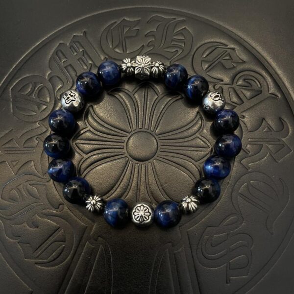 réplica,joyas,joyería,1:1,replica,fake,lujo,barato [Calidad de mostrador] Pulsera de lapislázuli retro clásica nueva con corazones cromados (E845)