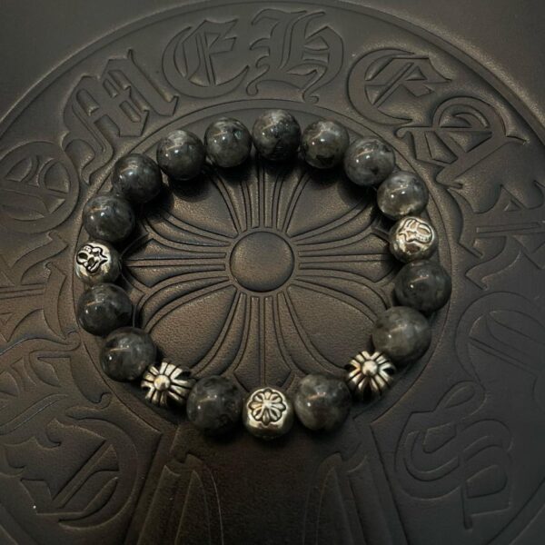 réplica,joyas,joyería,1:1,replica,fake,lujo,barato [Calidad de mostrador] Corazones cromados Nuevas cuentas clásicas de color gris roca natural * Pulsera retro (B8D5)